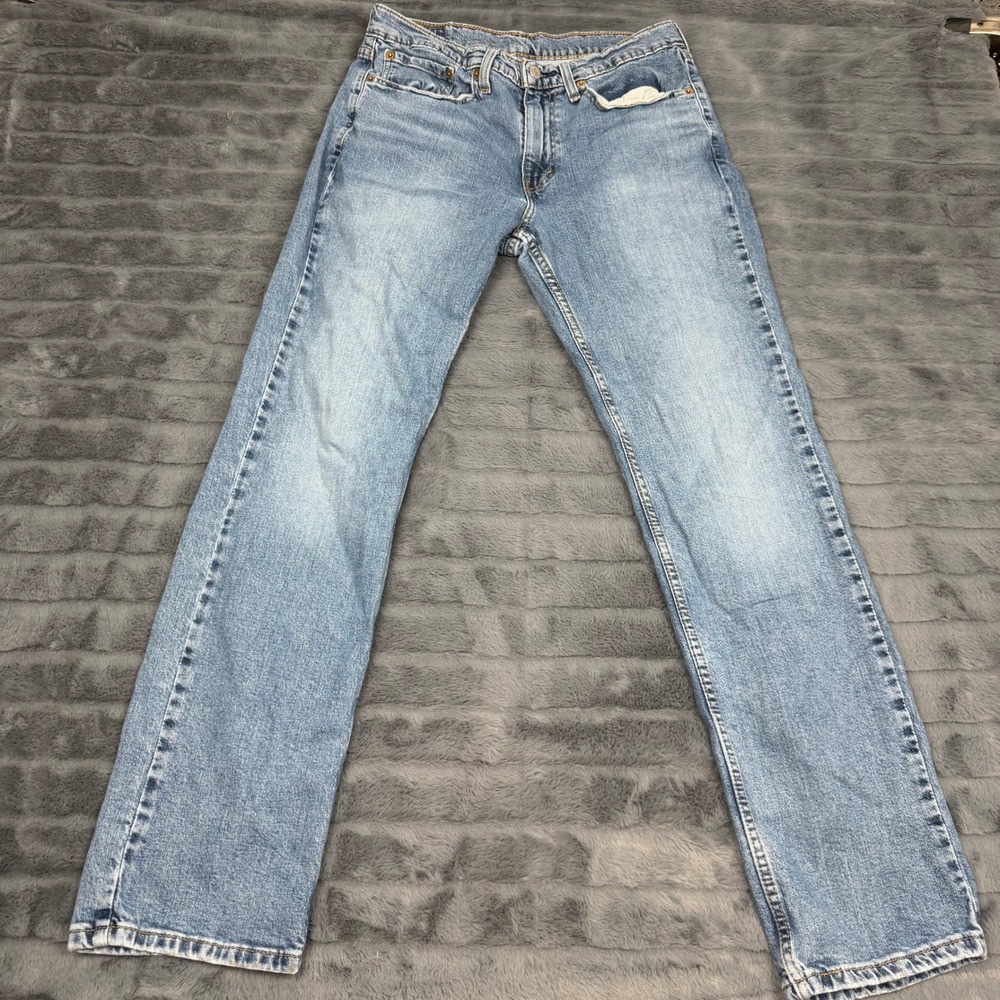 Levis 514 Straight Fit Mens Jeans Light Wash Blue Stretch 34x32 00514-1537